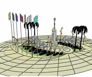 طراحی نماد شهری برای میدان طراحی شده در اتوکد