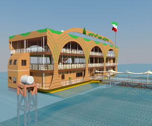 طراحی کامل اتوکدی هتل رستوران روی آب پلان،نما،برش