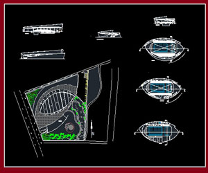 طراحی کامل استادیوم ورزش های آبی استخر به همراه پلان،نما،مقطع