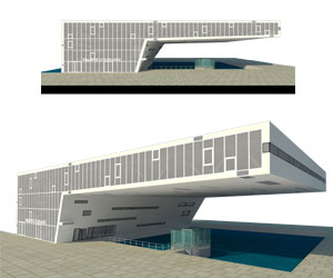 طرحی سه بعدی حجم اولیه باشگاه ورزشی در SketchUp