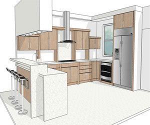 طراحی داخلی 3D آشپزخانه در SketchUp