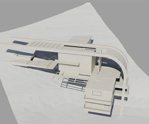 طراحی سه بعدی خانه مدرن روی شیب در اتوکد