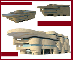 طراحی 3 بعدی حجم ساختمان موزه در اسکچاپ
