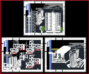 طراحی کامل مجتمع مسکونی:پلان ها-برش-نما-پرسپکتیو-شیت بندی