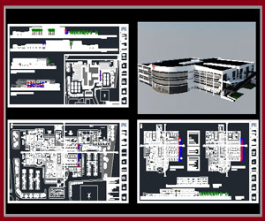 طراحي کامل بيمارستان به همراه پلان،نما،مقطع،سایت پلان،شیت بندی