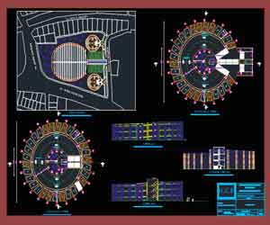 طراحی کامل پارکینگ طبقاتی در اتوکد پلان،نما،برش،سایت پلان